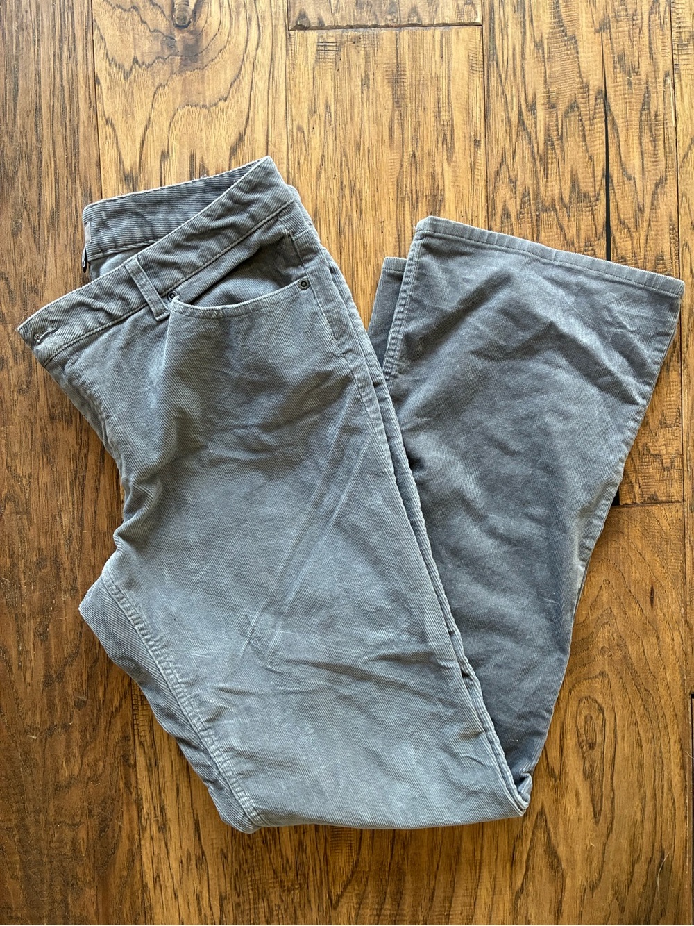 Casual Gray Corduroy Boot Cut Pants